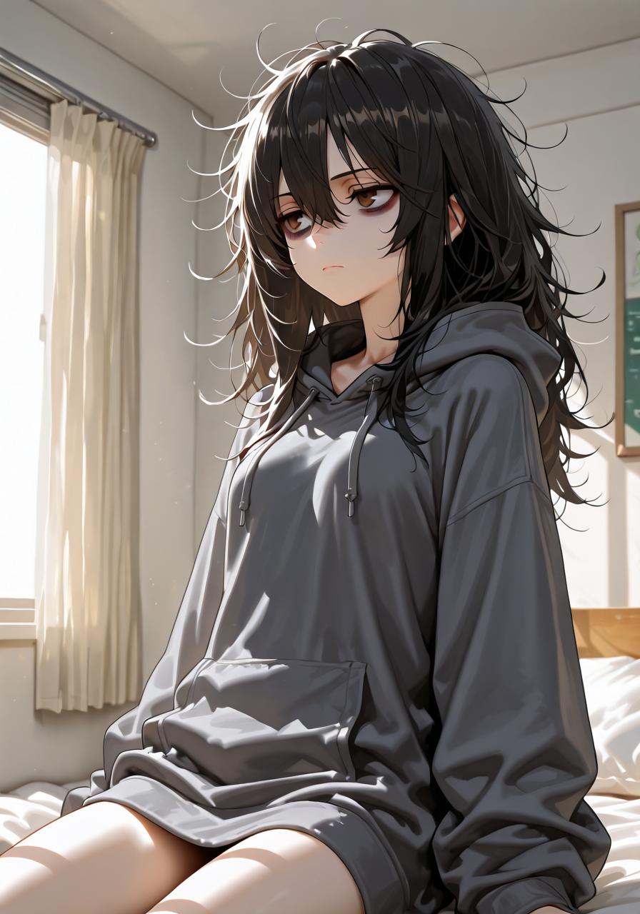 She stayed — morning light, soft and pale