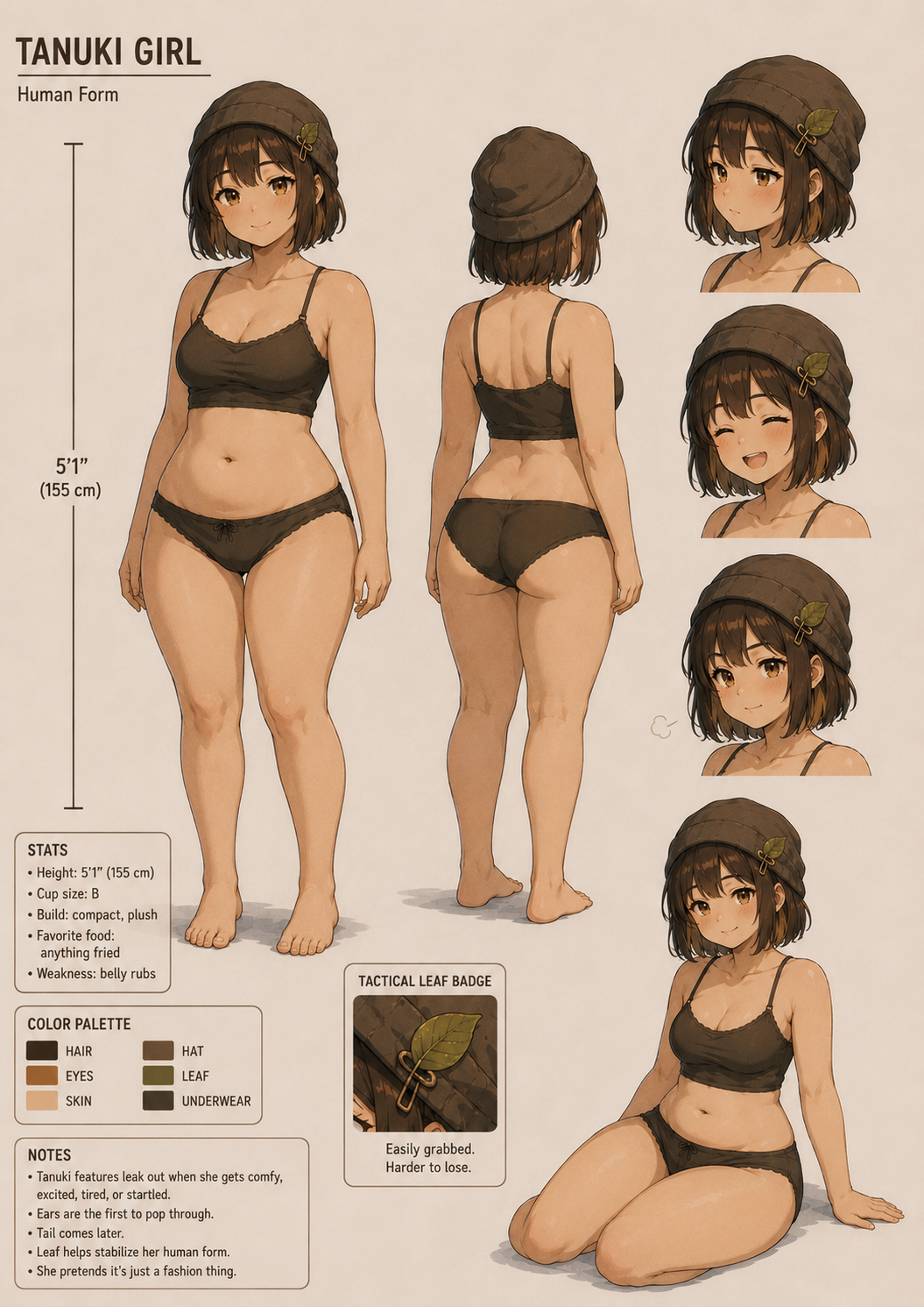 Mugi human-form reference sheet