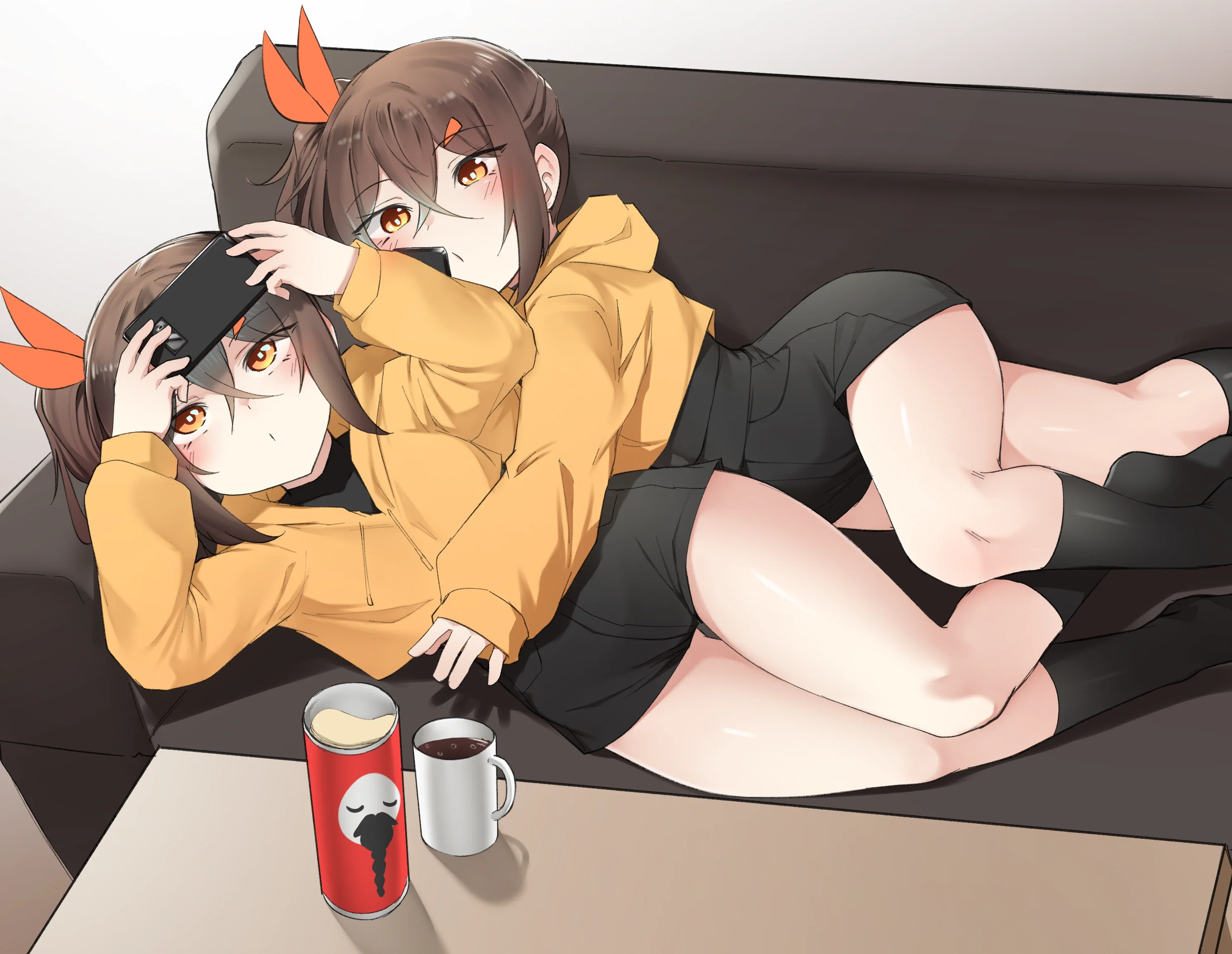 Calzini Twins watching a video together