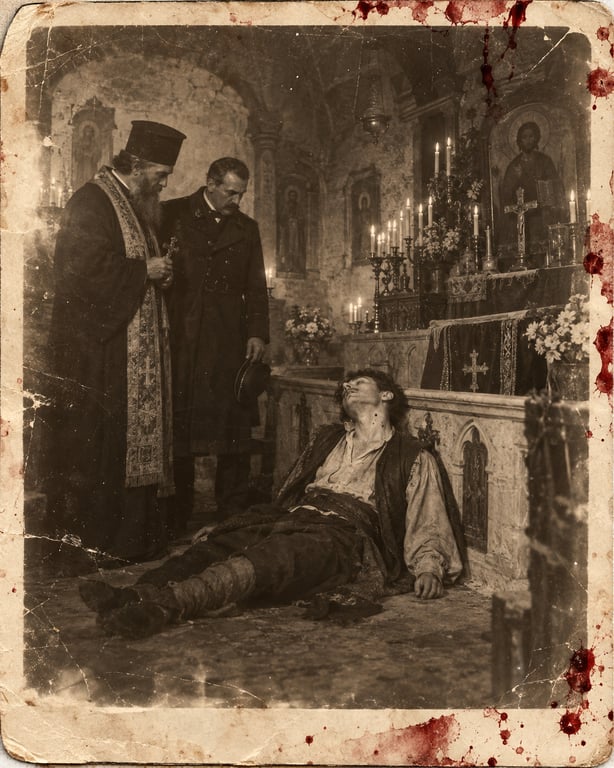 Recovered period-style crime scene photograph 3; identity and location intentionally not supplied