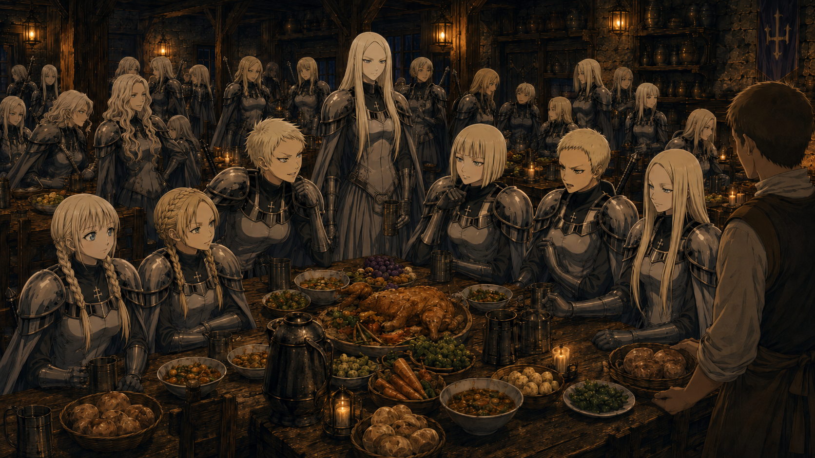 Claymores gathered at the Silver-Eyed Tavern