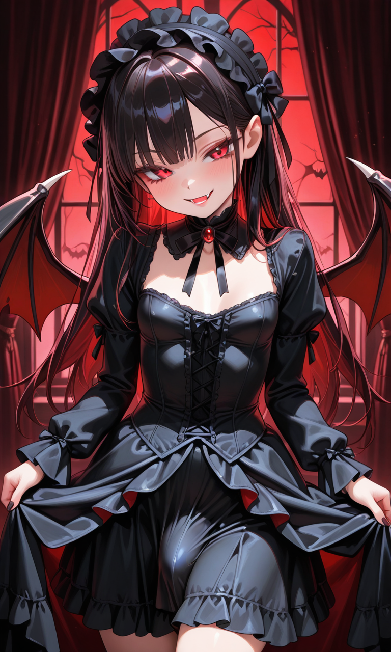 vivian appears, with a black lolita dress presenting herself