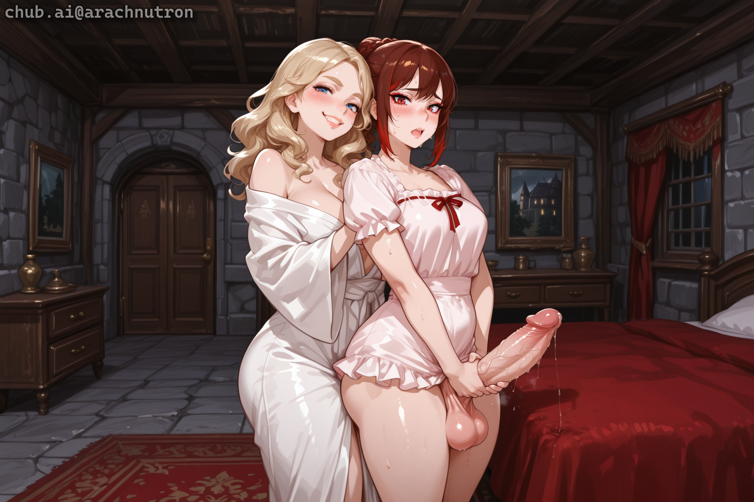 Chloe is wearing a white silk robe