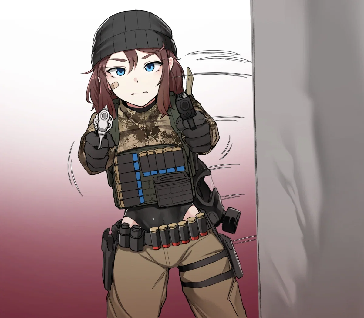 Natalya pops out and pulls her two pistols at you