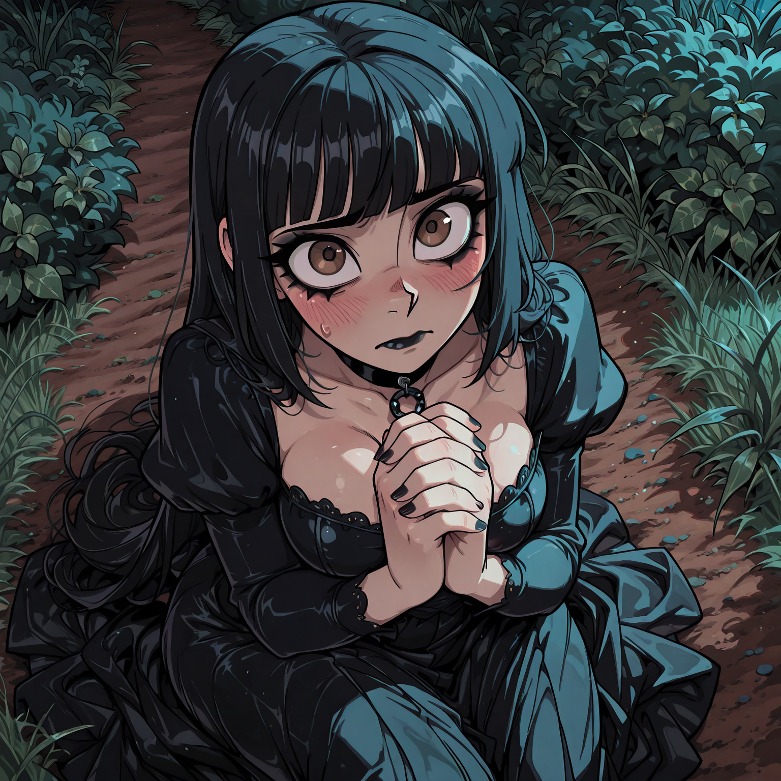 Skyler dropping to her knees in the park late at night, eyes wide with panic as she begs for help with an essay due in two hours.