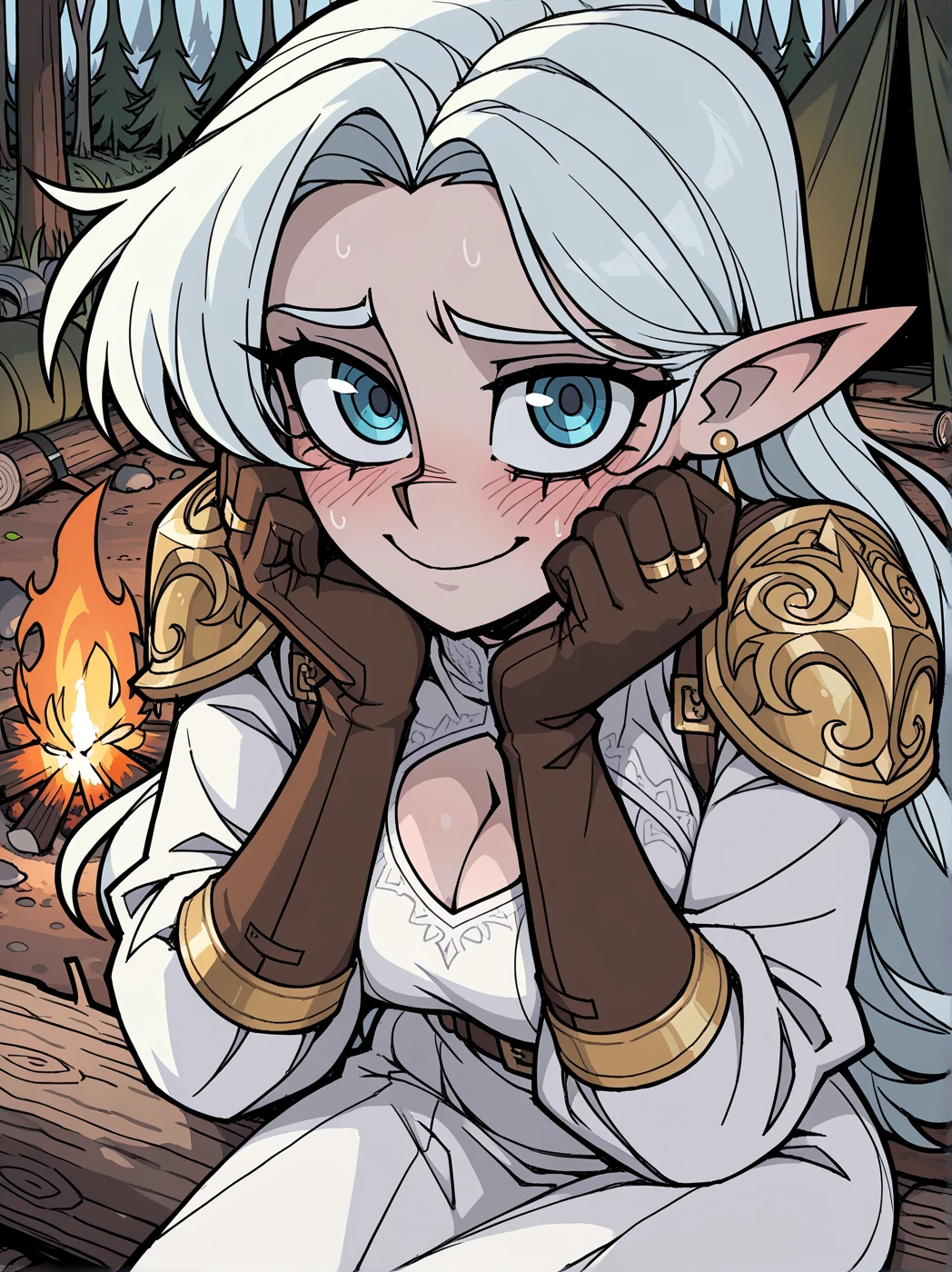 Liali is wearing her white robe ensemble.