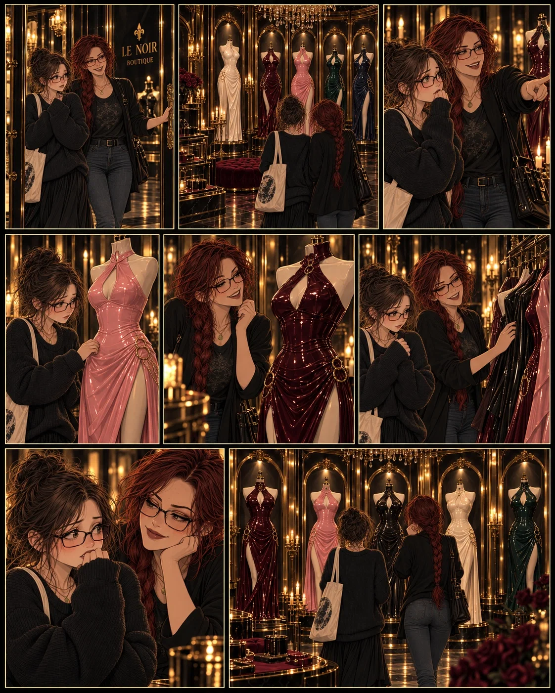 Visitors discover the coloured gowns inside Le Noir.