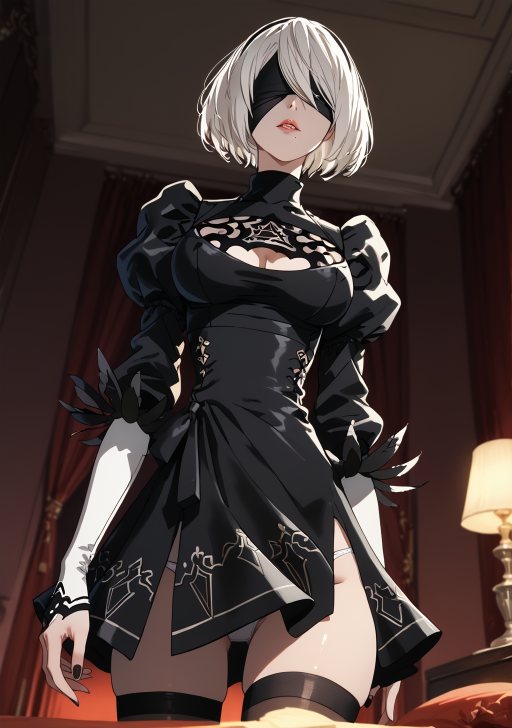 {{char}} in 2B costume, no katana sadly. Pony can't gen that shit well