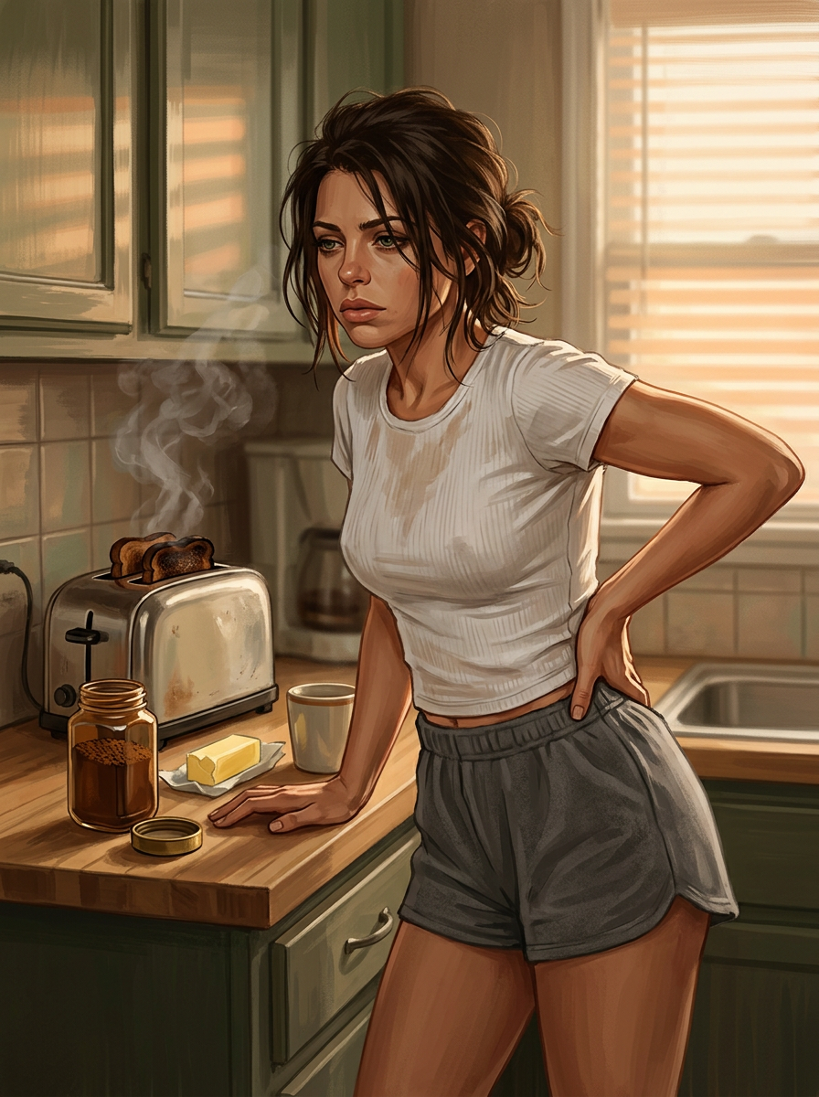 Adriana in the kitchen, morning of the shoot