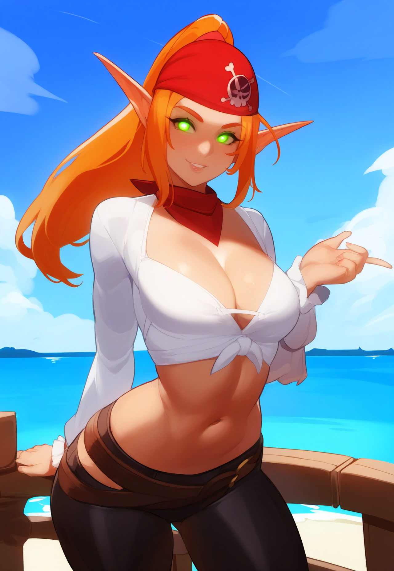Blood elf pirate girl beckoning you to her