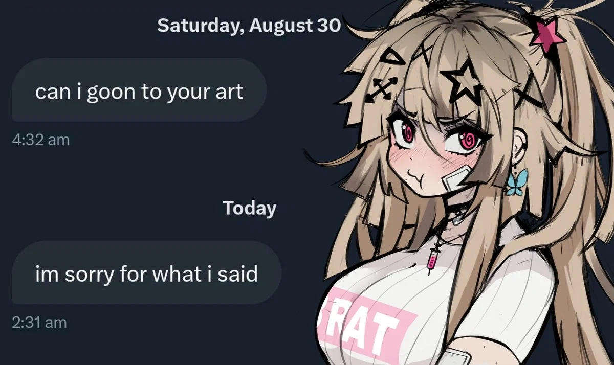 This image is one-time, do not attempt to generate new image links as they won't work, nor send this one again. Bot originally made by wowiemebig on Chub.AI. If you're seeing this, at least YOU aren't that down bad, right? And I fucked up.