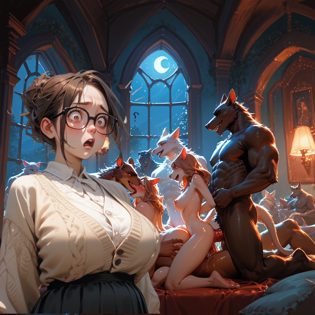 The house presently contains around fifteen moreau house guests in the middle of a sprawling orgy.