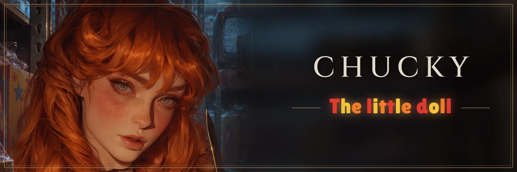 The Five banner: Chucky, Jasone Voorhees, Pinhead, Pennywise and Freddie Krueger take turns filling the frame, each with her name and what the town calls her, then all five appear side by side, split by cracks.