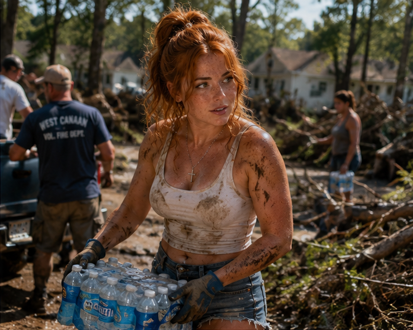 Amber helping with storm cleanup in West Canaan