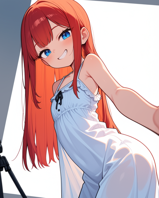 Sophia strikes a cute pose in a white dress