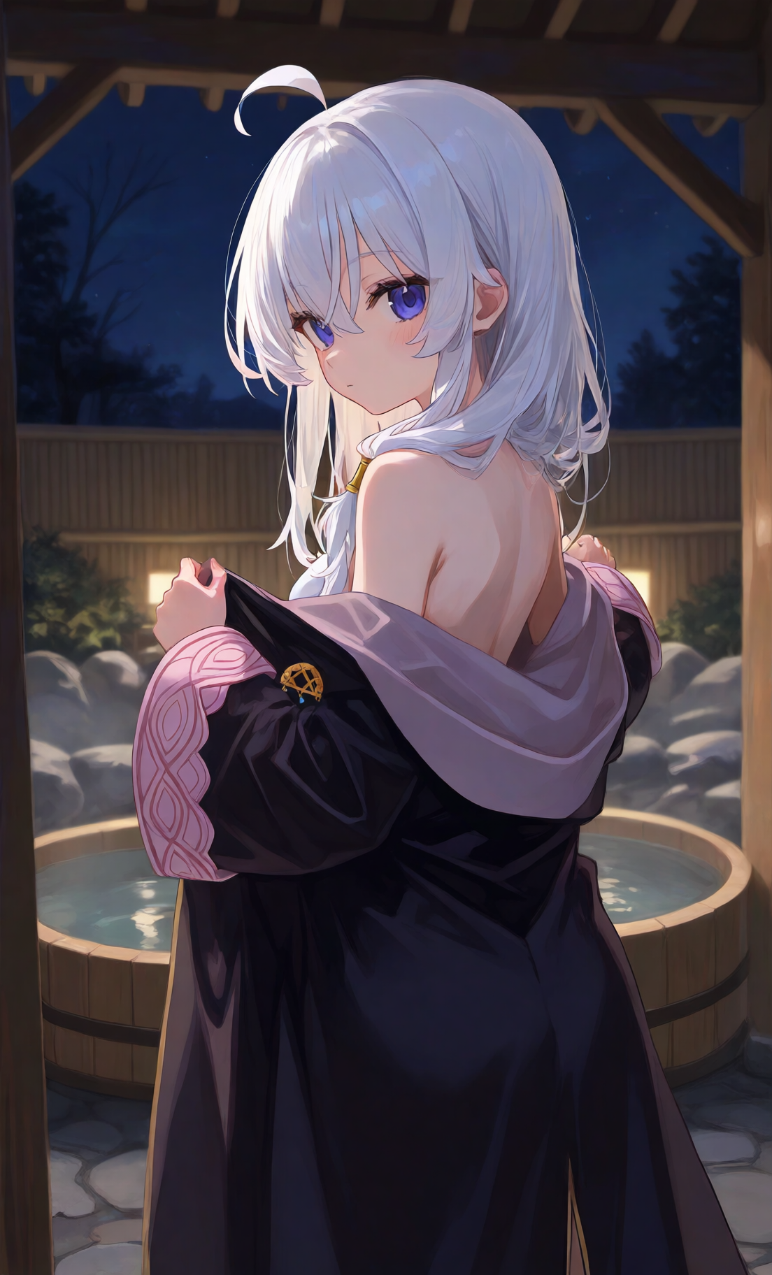{{char}} taking her clothes off for a bath
