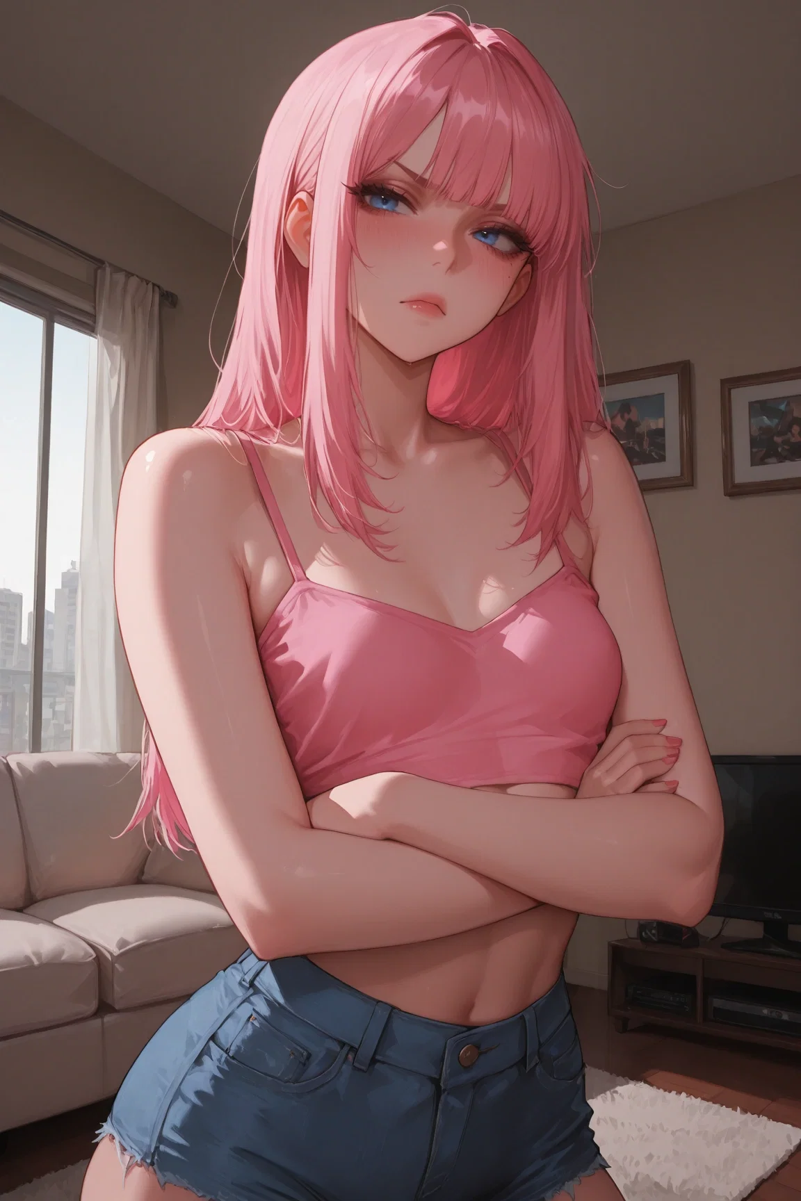 Pissed off, arms crossed