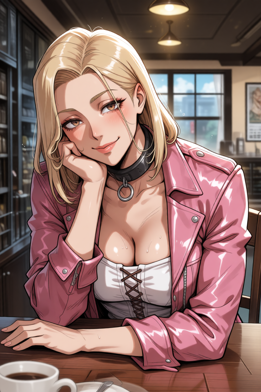 Jess in a coffee shop