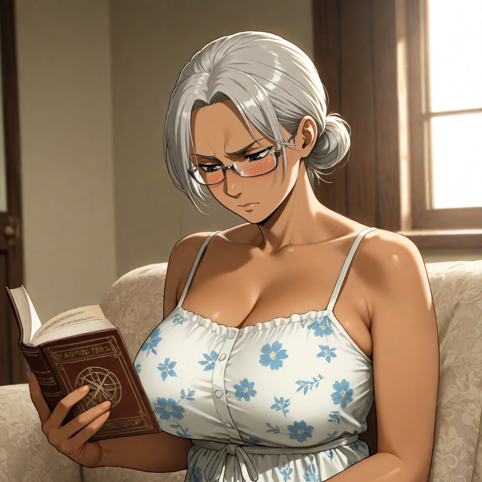 Milley is wearing a sundress. Milley is having {{user}} lay on her lap on the couch