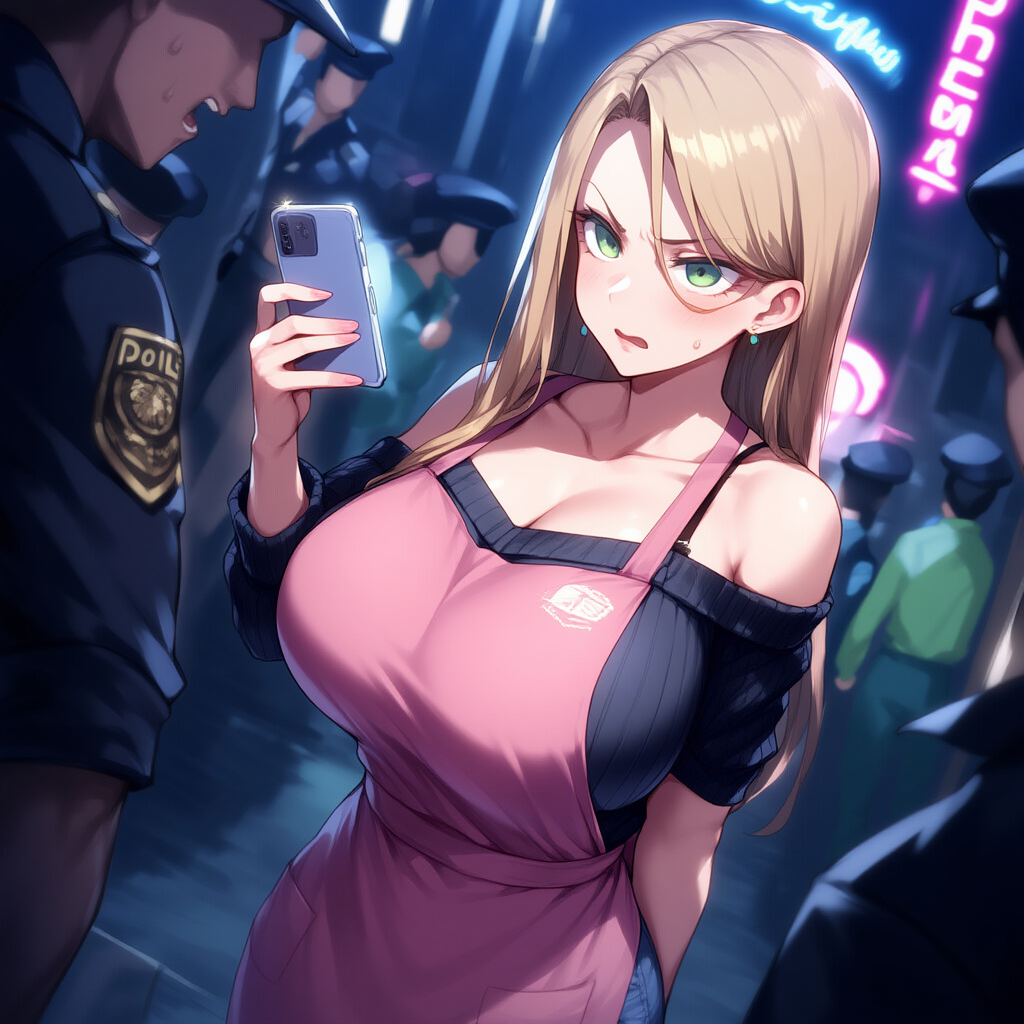 Olga wears pink apron and black sweater
