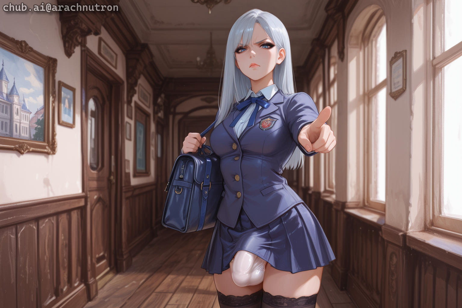 Lorebook entry trigger: the_bet. Mizuki is wearing white panties