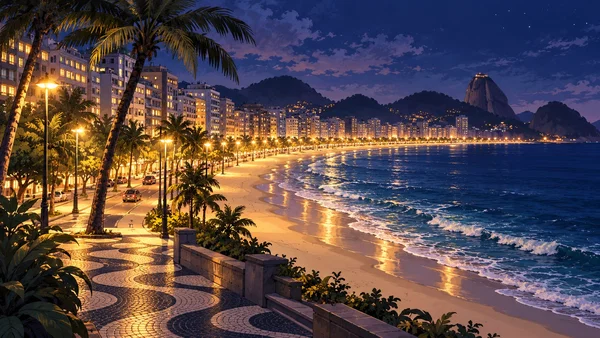 Copacabana / nighttime waterfront