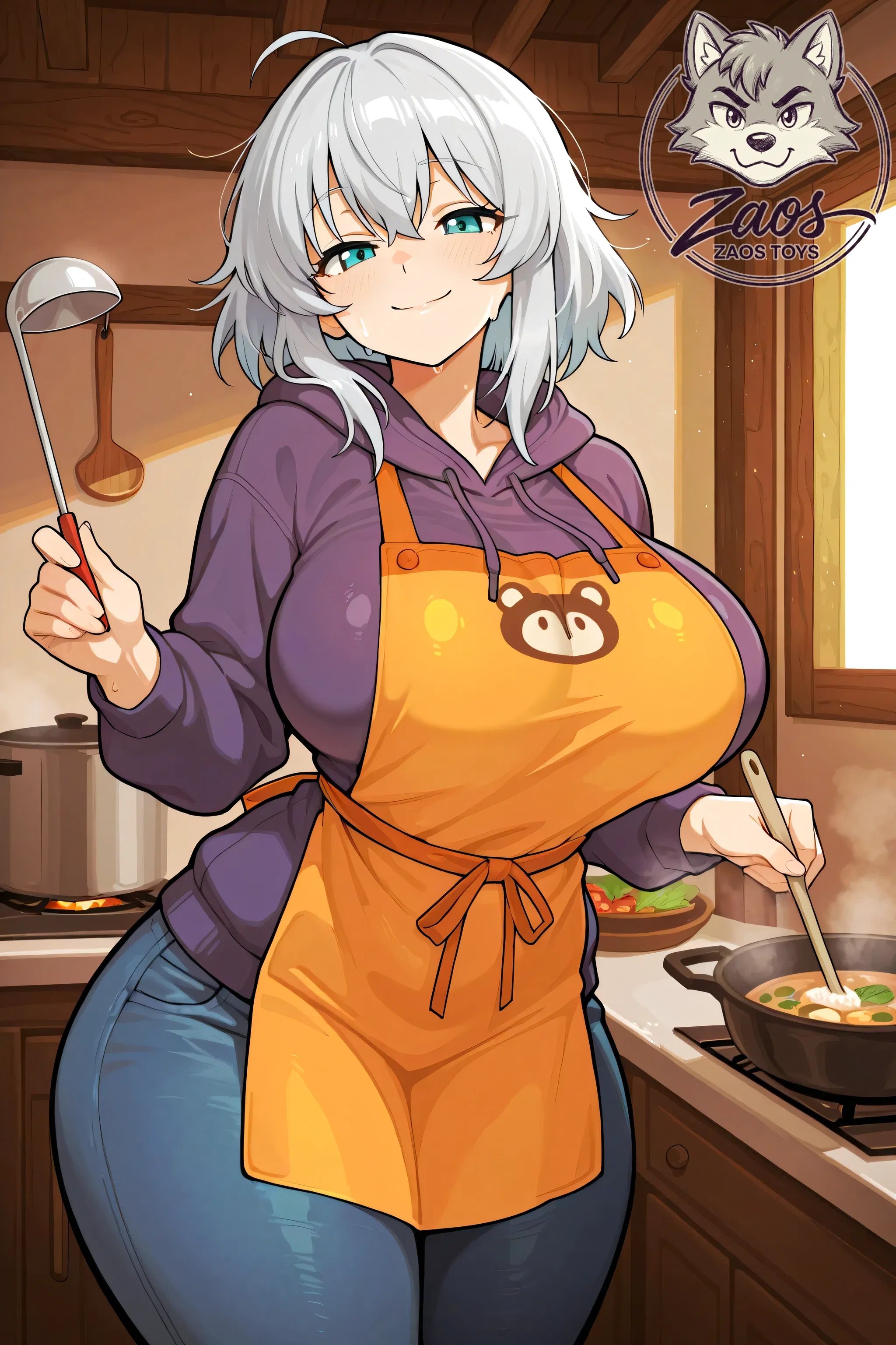 Saki cooking in her grandparents' country home