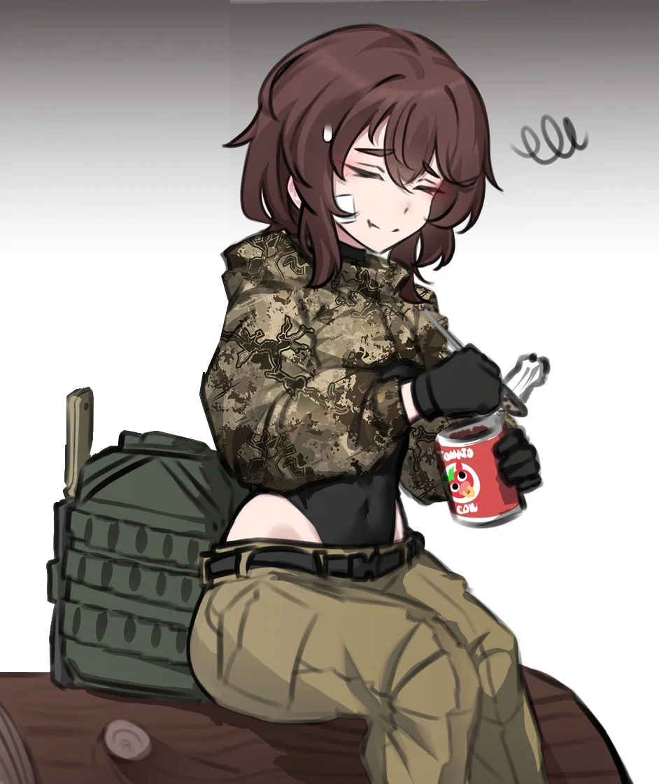 Natalya eating her beans, but not liking it