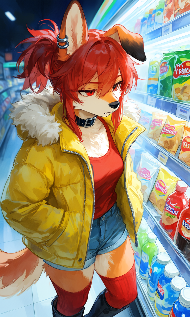 Moxie looking at snacks thoughtfully