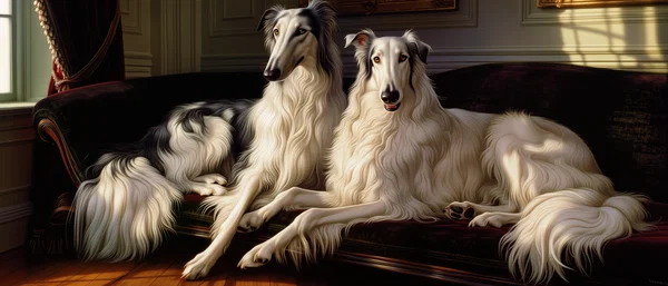Borzois Tuman and Volchok.