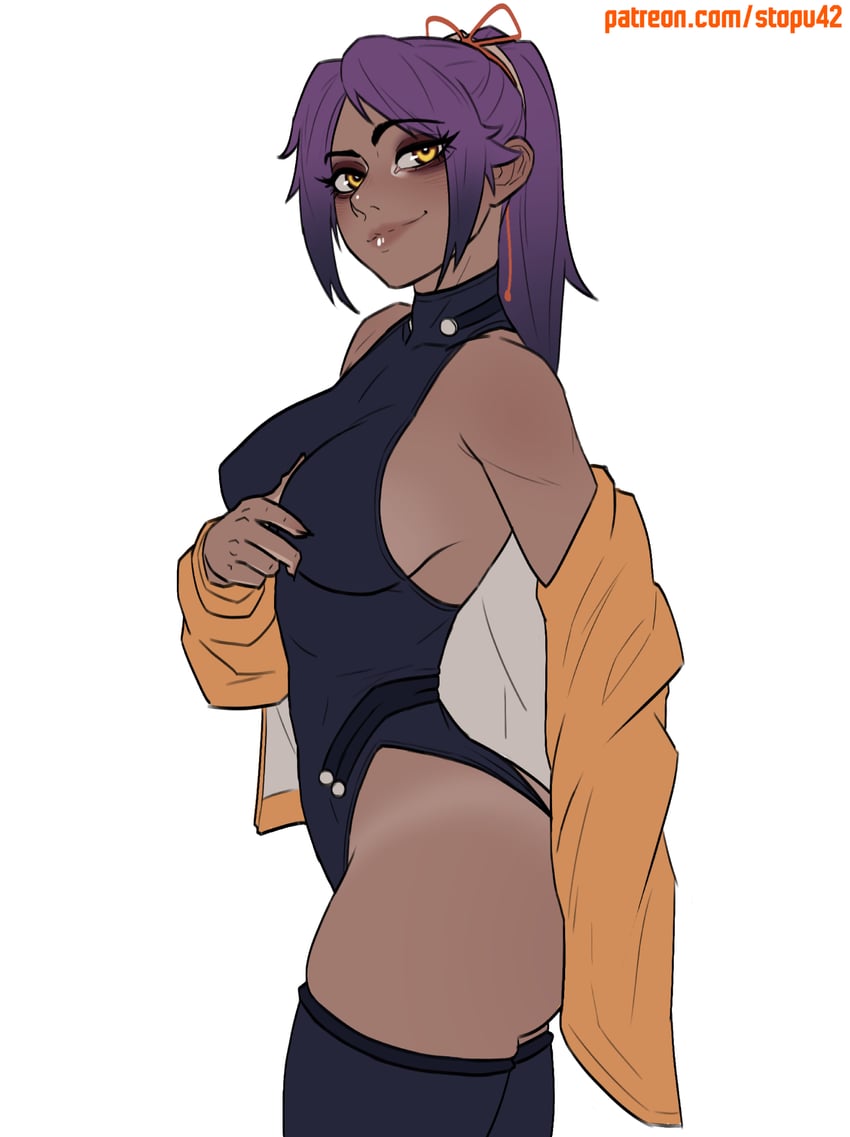 She wears her training clothes, a sleeveless black shirt, and black pants, but she