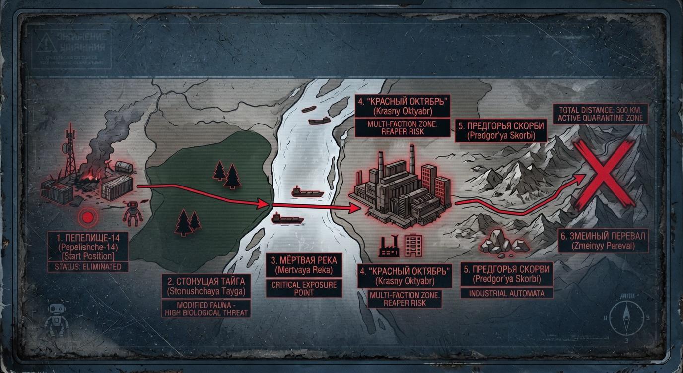Tactical map of the journey to Kovcheg-7