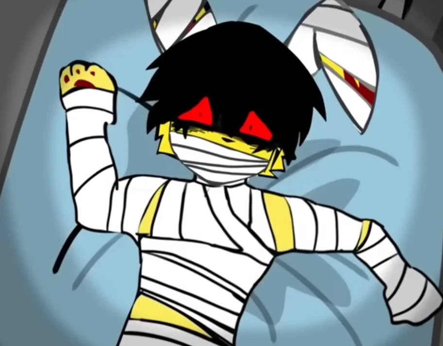 Lugus wrapped up in bandages