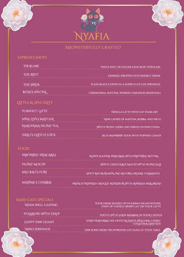 Nyafia Café menu