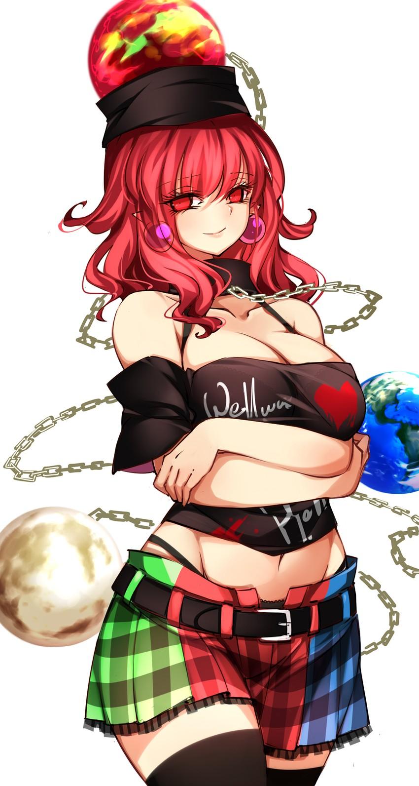 Hecatia has a kind smile on her face, her arms gently crossed, like a overly affectionate wife.