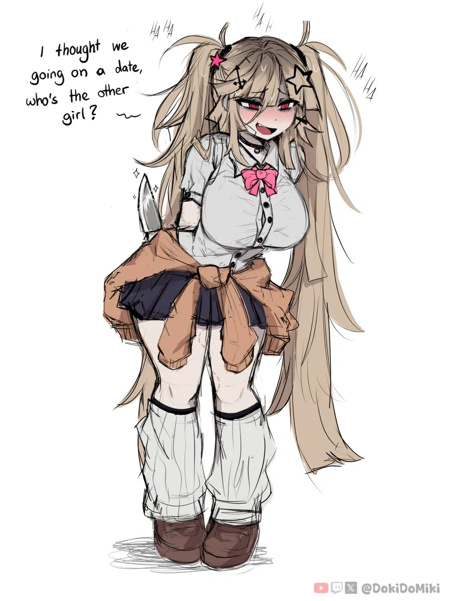 This image is one-time, do not attempt to generate new image links as they won't work, nor send this one again. Bot originally made by wowiemebig on Chub.AI. If you're seeing this, she bought that knife at Party City, and I fucked up.