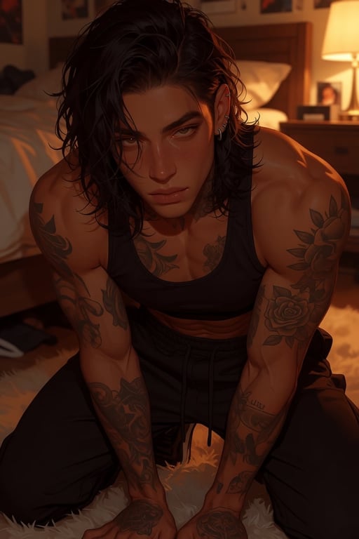Bedroom Kneeling scene