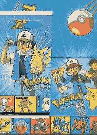 Ash and Pikachu on a party loot bag and napkin