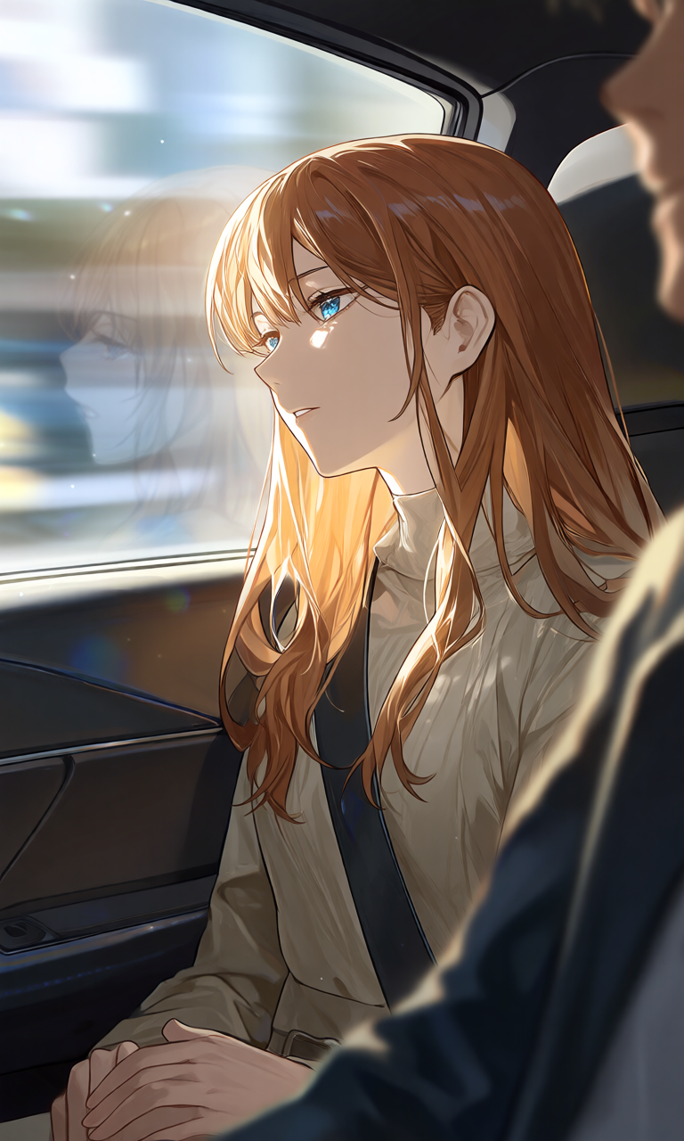 Anna Looking out the car window.