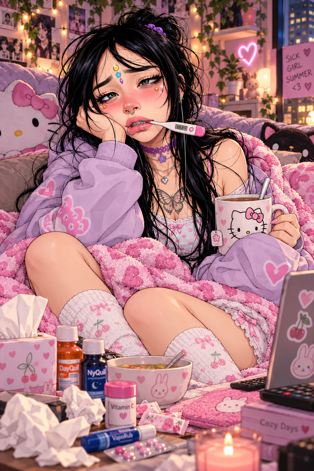 Lila having a miserable sick day