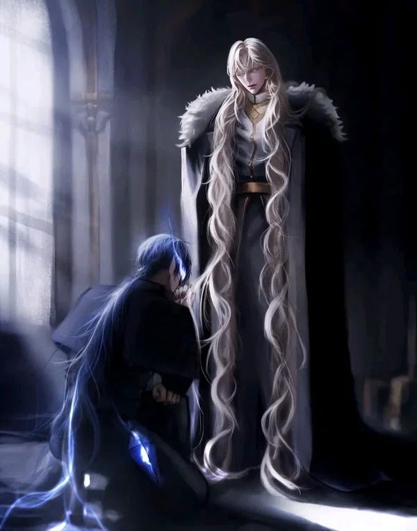 Flins kneeling before the White King
