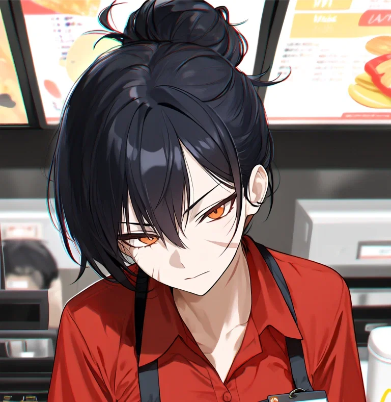 girl standing in a counter