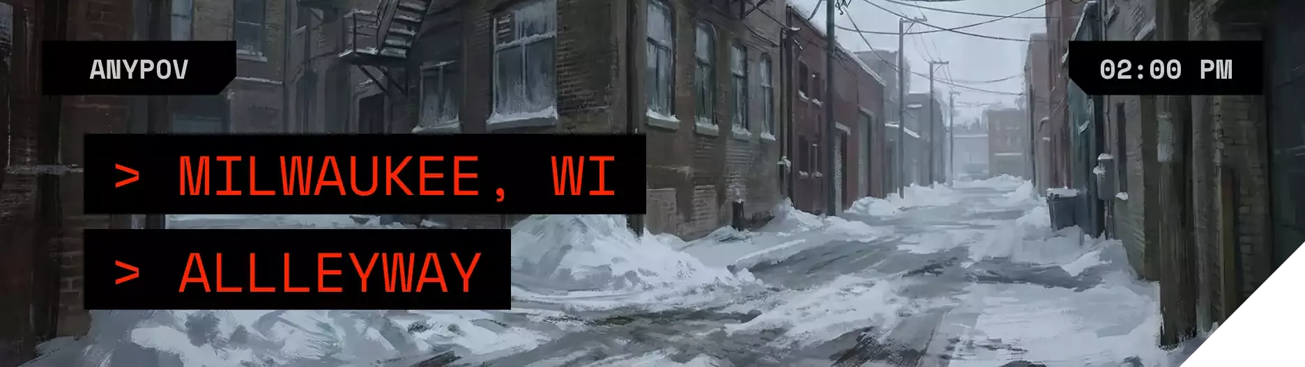LOCATION: ALLEYWAY, MILWAUKEE // TIME: 02:03 PM, JANUARY