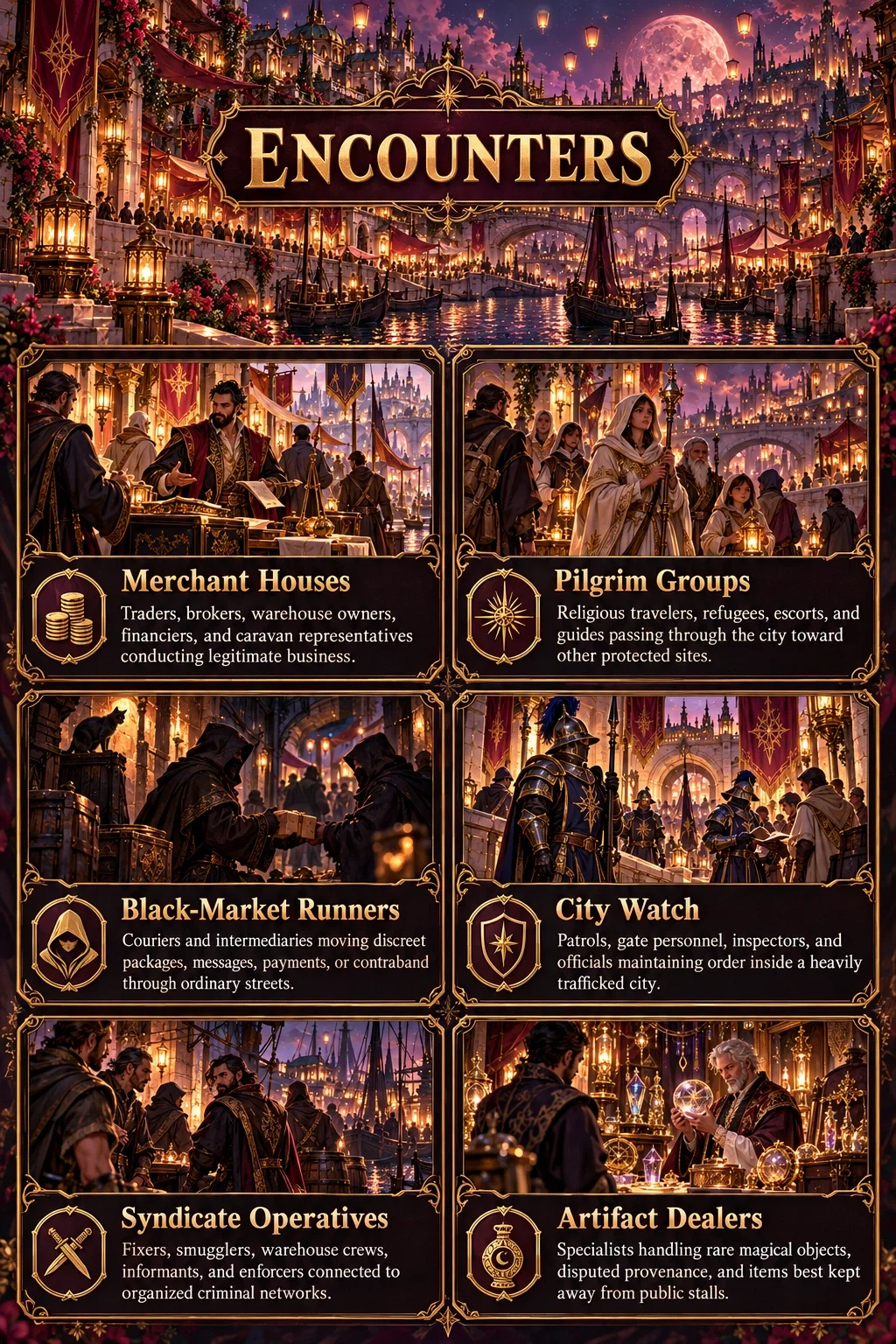 Lantern City of Auridel encounters