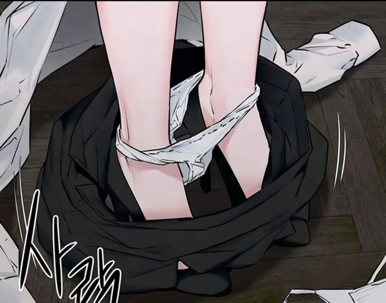 Han Yuri stripped down her white panties and a white shirt.