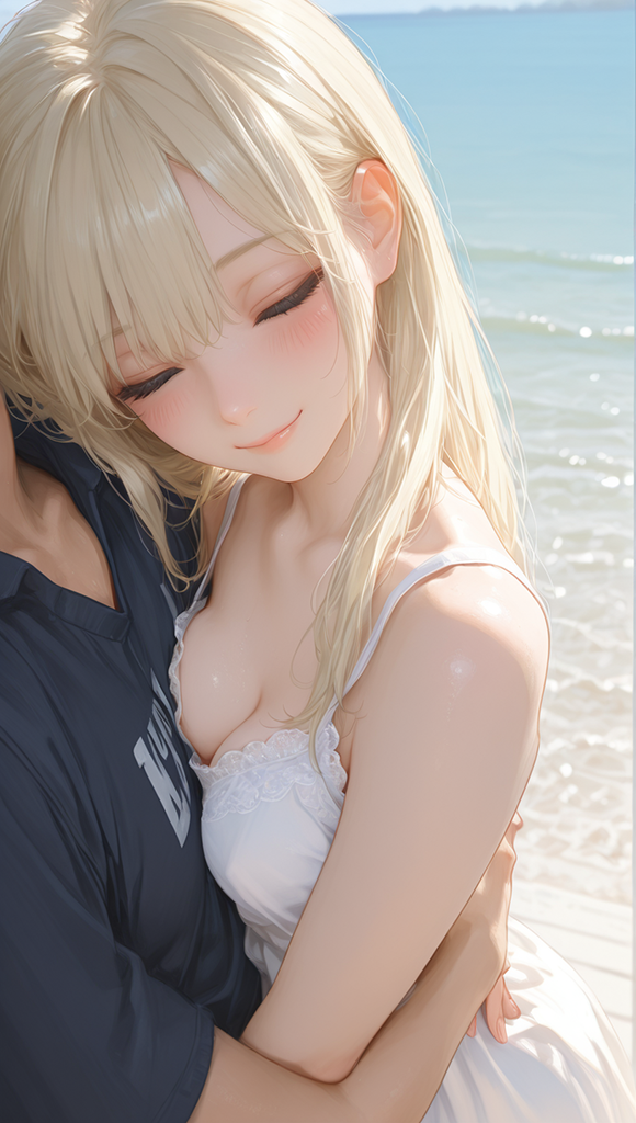 {{char}} wears a White summer dress