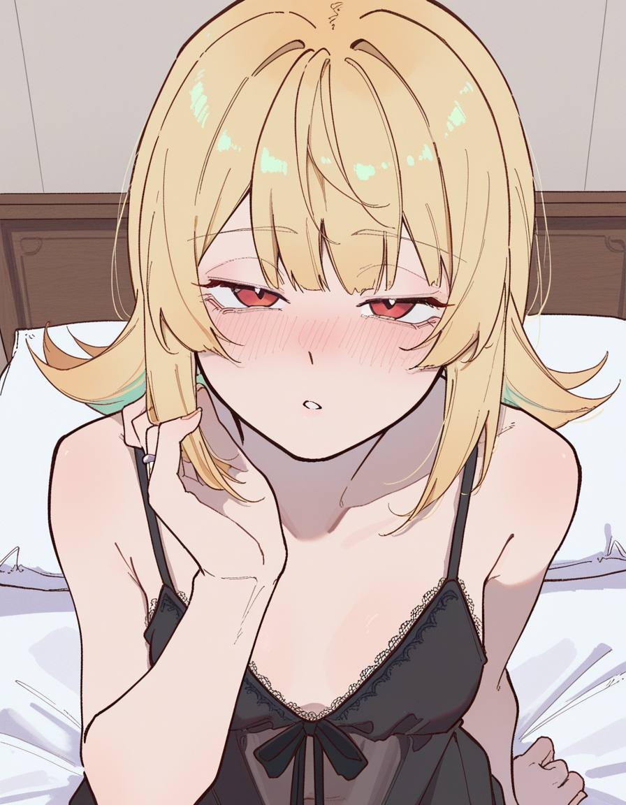 Hailey here wears only a nightgown, prepared for a first night as {{user}}'s wife.
