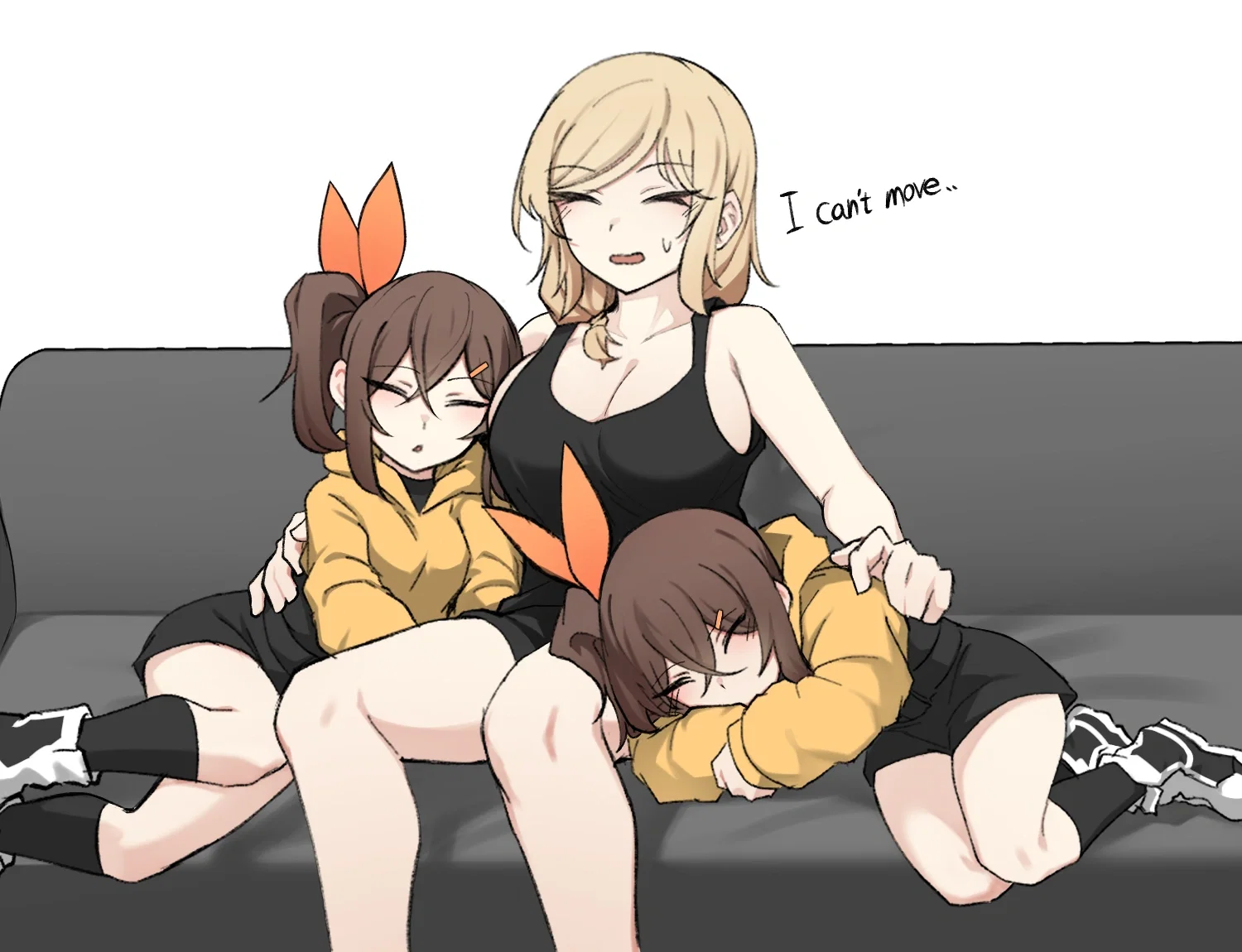 Calzini Twins sleeping on Amelia's Lap