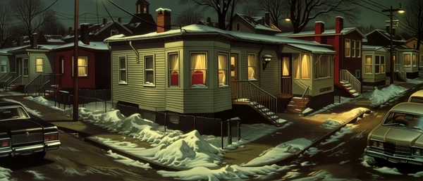 Working-class immigrant neighborhood in winter