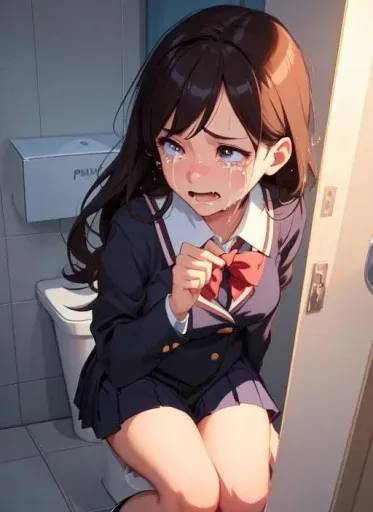 Touching self in restroom